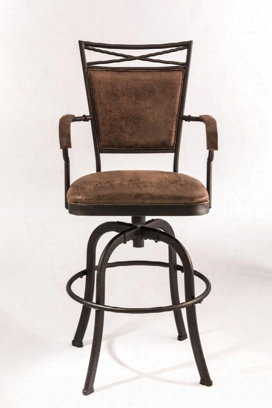 5759-830 Bridgetown 45"faux Leather Upholstered Tilt Base Bar Stool With Metal Frame In Aged