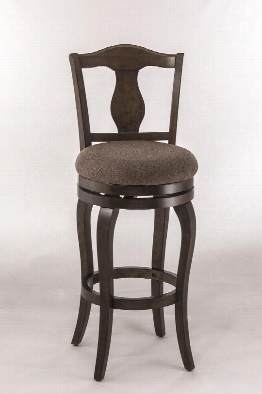 5771-827 Harlington 40" Fabric Upholstered 360 Degree Swivel Counter Stool With Wood Frame In Weathered
