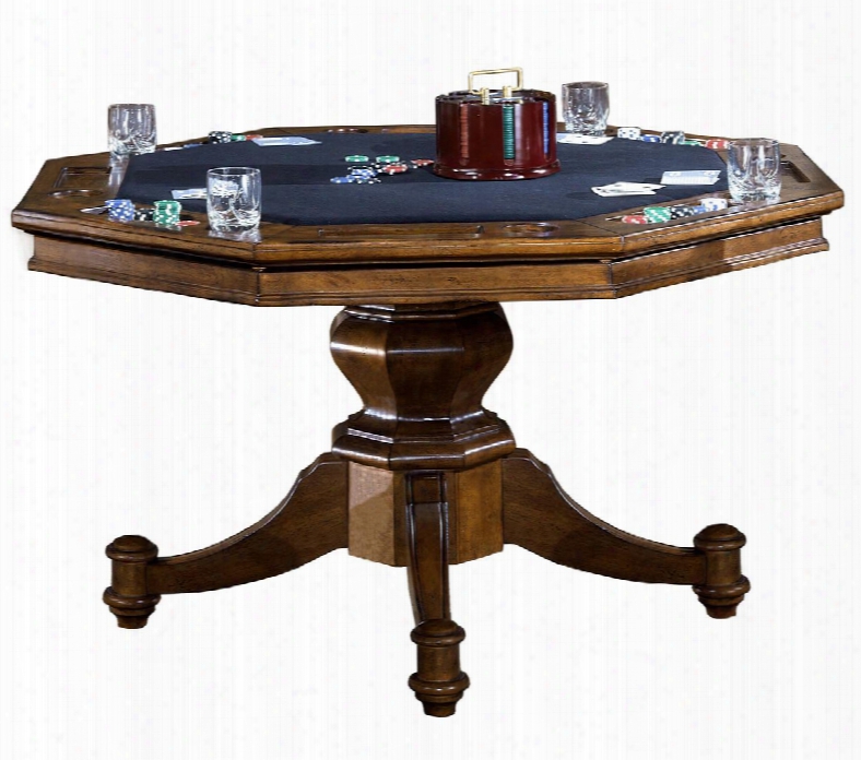 6060gtb Nassau 52" Round Game Table With Reversible Top Black Felt Gaming Surface And China Birch Construction In Rich Oak