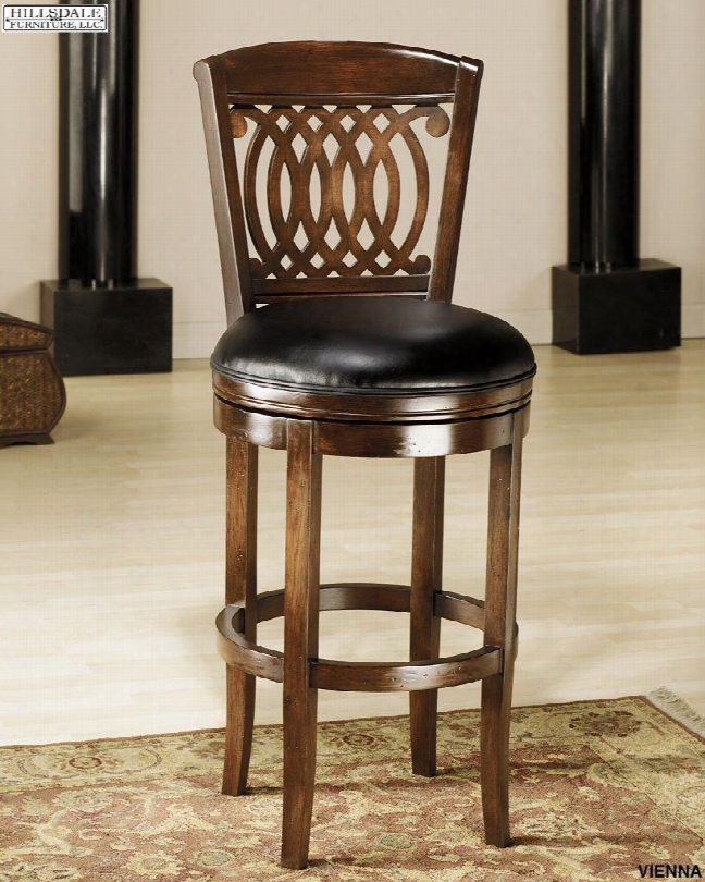 60955 Vienna 41" Leather Uph Olstered Swivel Counter Stool With Wood Frame In