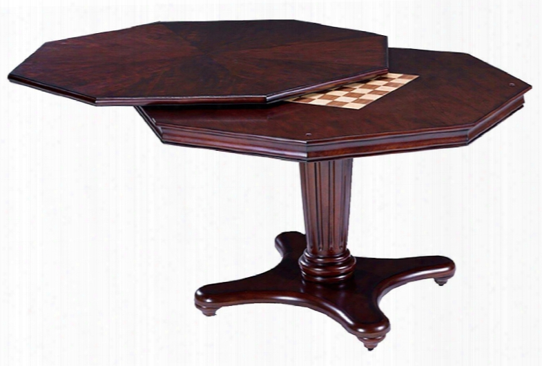 6124gtb Ambassador Game Table With Pedestal Base Flip-flop Function Built In Checkers And Chess Boars In Rich Cherry