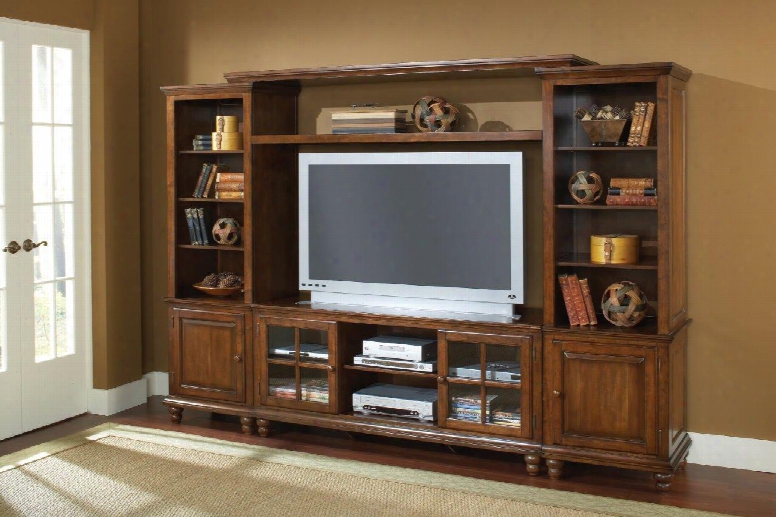 6179lec Grand Bay 109" Large Entertainment Wall Unit With Adjustable Shelf Simple Pulls And Molding Detail In Warm