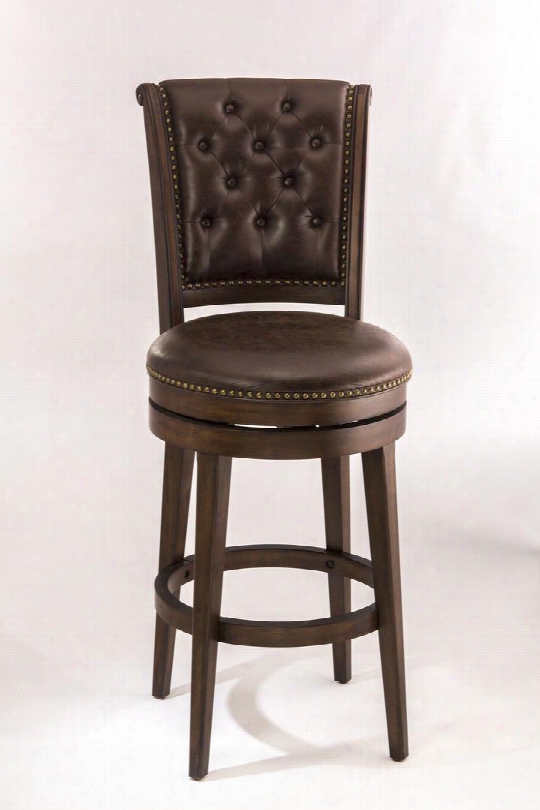 6240-830 Chiswick 49" Faux Leather Upholstered 360 Degree Swivel Bar Stool With Wood Frame In Brown