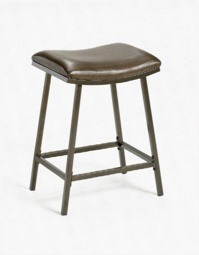 63725 Saddle 24"-30"vinyl Upholstered Counter/bar Stool With Metal Frame And Nested Leg In Brown