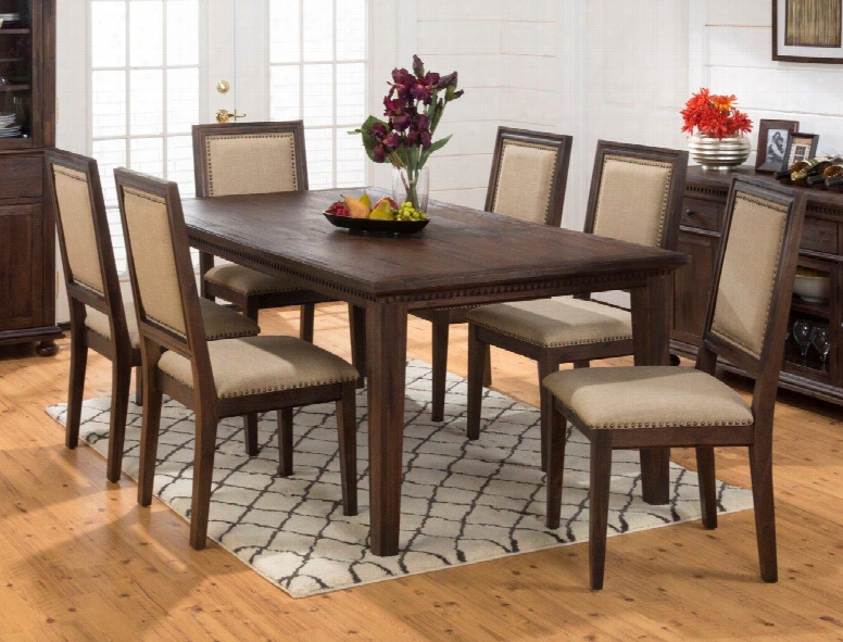 678-78set2 Geneva Hills Recatagle Dining Table With 6 Upholstered