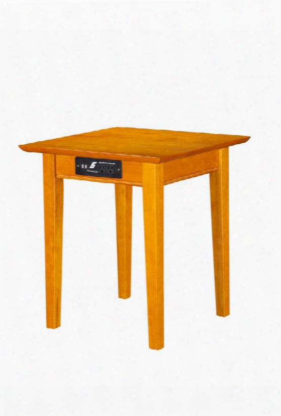 Ah14117 Shaker End Table With Usb Charging Port And Electrical Outlet In Caramel