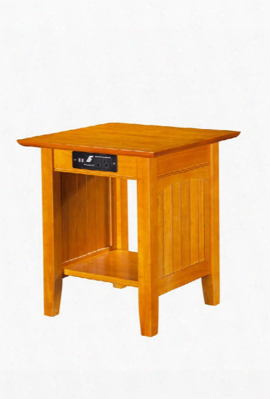 Ah14317 Nantucket End Table With Usb Charging Port Electrical Outle Tand Bottom Shelf In Caramel