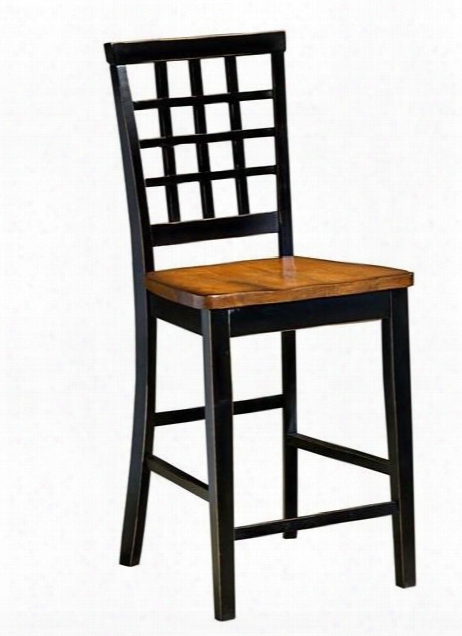 Arlington Ar-bs-185-blj-k24 42" Dining Room Lattice Back Counter Stool With Stretchers Tapered Legs And Distressed Detailing In Black Java