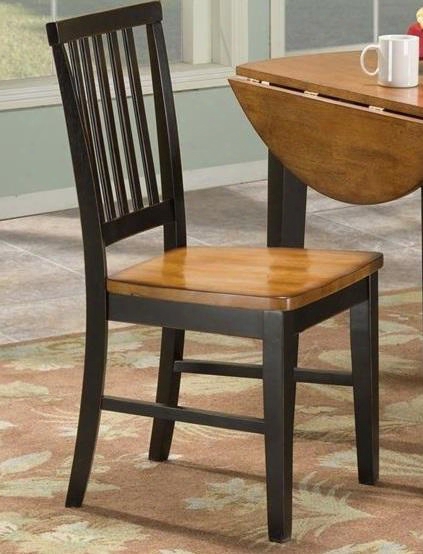 Arlington Ar-ch-180-blj-rta 36.75" Dining Room Slat Back Side Chair With Distressed Detailing Stretchers And Tapered Legs In Black Java