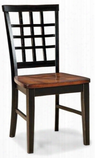 Arlington Ar-ch-185-blj-rta 36.8" Dining Room Lattice Back Side Chair With Distressed Detail Stretchers And Tapered Legs In Black Java