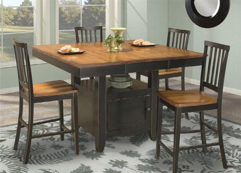 Arlington Ar-ta-5454gi-blj-c 36"- 54" Extendable Dining Room Gathering Island With Box Base Apron Distressed Detailing And Tapered Legs In Black Java