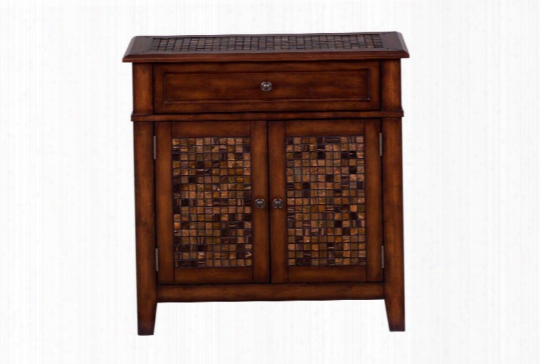 Baroque Collection 32&quuot; 698-13 Accent Cabinet With Solid Asian Hardwood Birch Veneer Mosaic Tile And Two Doors In