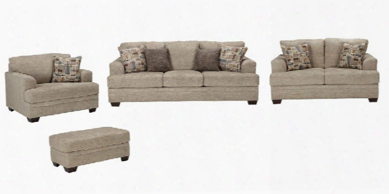 Barrish 48501-38-35-23-14 4-piece Living Room Set With Sofa Loveseat Armchair And Ottoman In Sisal