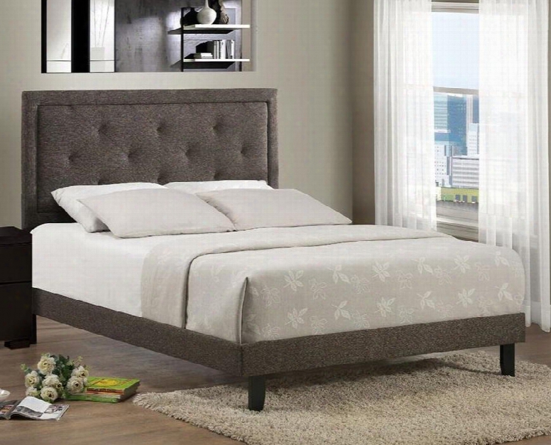Becker 1296bkrb King Sized Bed With Headboadr Footboard And Rails Rectangular Pillowed And Fabric Upholstery In Black And Brown