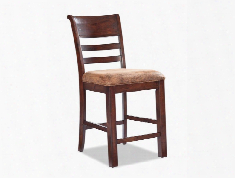 Bench Creek Bk-bs-789c-rpn-k24 41.5" Dining Room Ladder Back Stool With Apron Stretchers Tapered Legs And Distressed Detailing In Rusty Pine