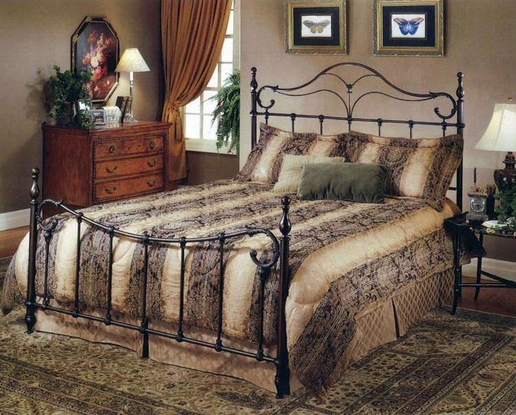 Bennett 1249hkr King Sized Bed With Headboard Footboard And Frame Unique Ornamentation Elongated Finials And Cast Metal Construction In Antique Bronze