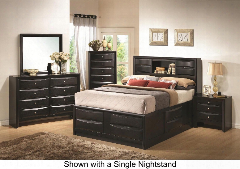 Briana 202701kwdm2nc 6-piece Bedroom Set With California King Bookcase Bed Dresser Mirror 2 Nightstands And Chest In