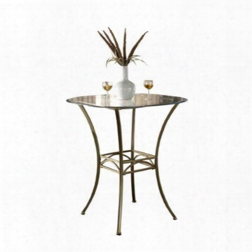 Brookside 4815ptb 36" Round Bar Height Bistro Table With Glass Top And Tubular Steel Structure In Brown Powder Coat