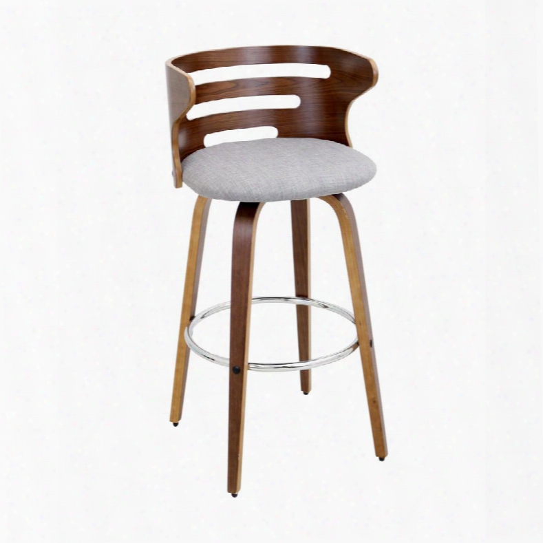 Bs-cosni Wl+gy Cosini Mid-century Modern Barstool With Swivel In Walnut And