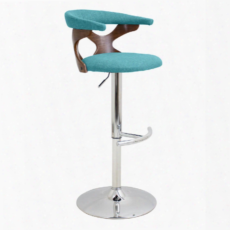 Bs-gard Wl+tl Gardenia Height Adjustable Mid-century Modern Barstool With Swivel In Walnut And