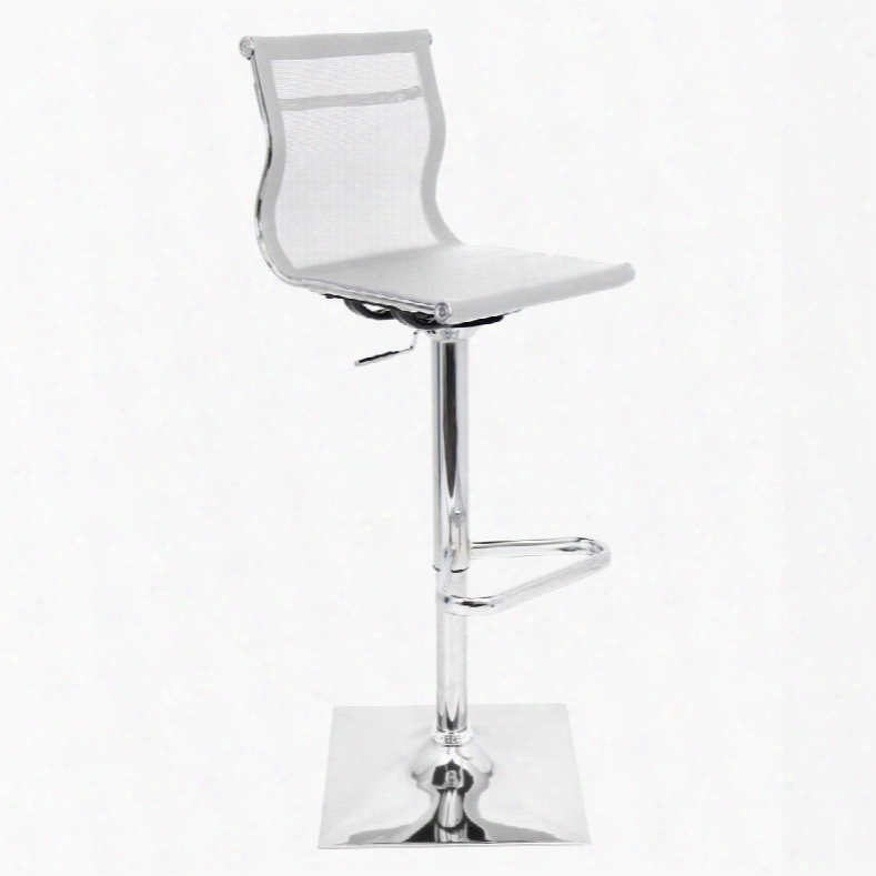 Bs-tw-mirage W Mirage Height Adjustable Contemporary Barstool With Swivel In