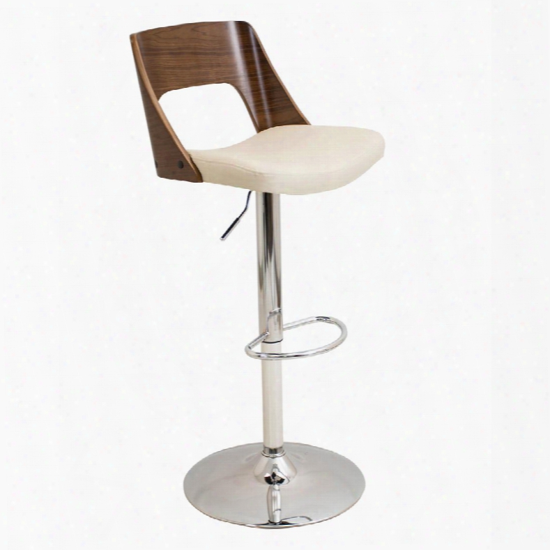 Bs-vlnci Wl+cr Valencia Height Adjustable Mid-century Moddern Barstool With Swivel In Walnut And