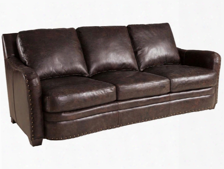 Carriage Series Ss132-03-099 88" Traditional-style Living Room Sofa With Cushion Back Nail Head Accents And Leather Upholstery In Brown
