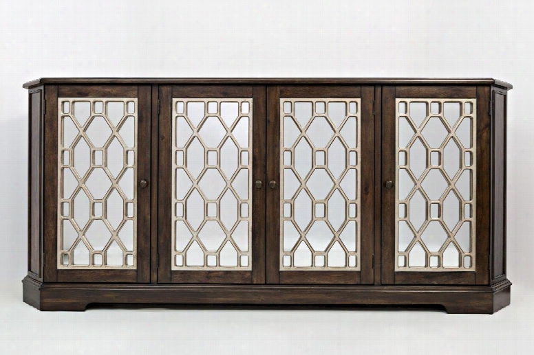 Casa Bella 1560-78 78" Mirrored Console With Adjustable Shelves And Wire Management System In Chestnut With Vvintage