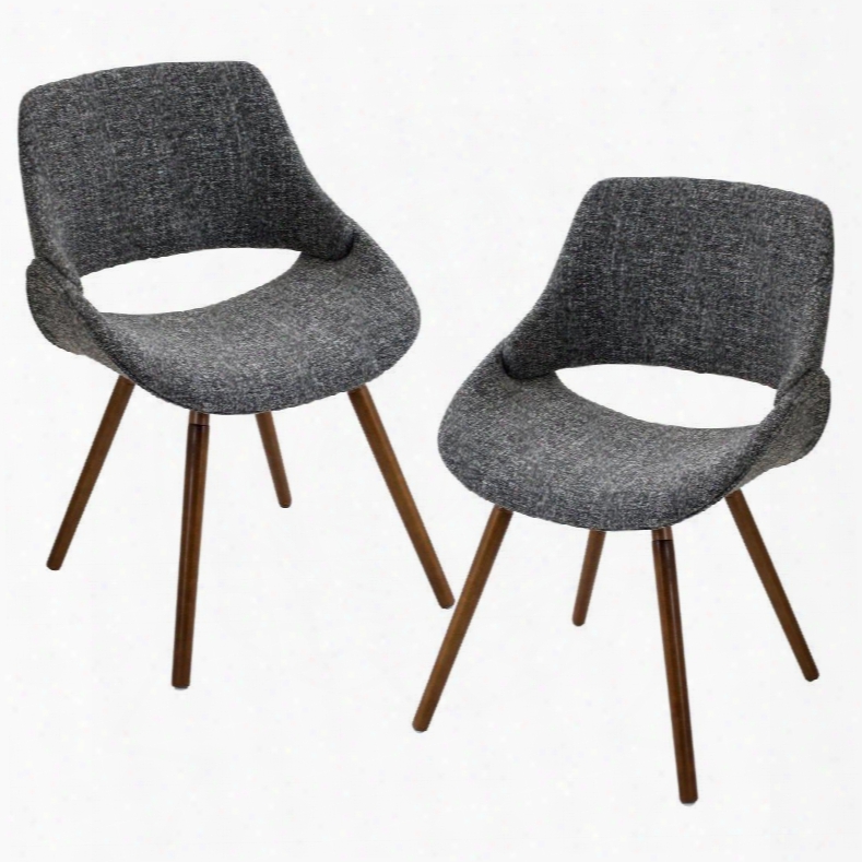 Ch-fbco Wl+gy2 Fabrico Mid-century Modern Chair - Set Of 2 In Walnut And Grey