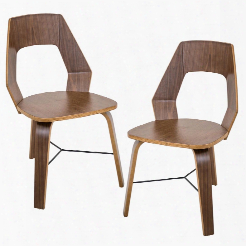 Ch-trilo A2 Wl Trilogy Contemporary Dining Chairs In Walnut Wood - Set Of