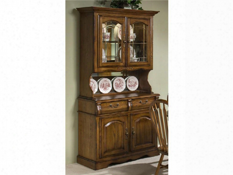 Classic Oak Co-ca-2250-bru 82" Dining Room Small China Buffet With Decorating Hardware Apron Molding Detail Adjustable Shelves In Burnished Rustic