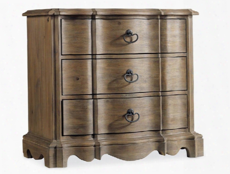 Corsica Series 5180-90016 32" Traditional-style Bedroom Three-drawer Nightstand With Felt-lined Top Drawer Cedar-lined Bottom Drawer And Decorative Hardware
