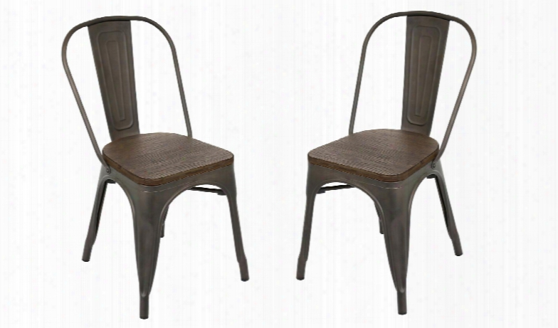 Dc-tw-or Dkesp2 Oregon Stackable Industrial Dining Chair - Set Of 2 In Antique And