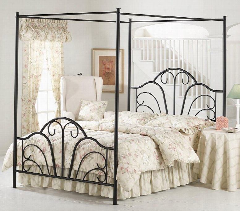 Dover 348bkpr King Sized Bed With Headboadr Footboard Canopy Legs Frame And Tubular Steel Construction Textured Black