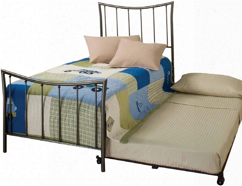 Edgewood 1333btwhtr Twin Sized Bed With Headboard Footboard Suspension Deck And Roll-out Trundle In Magnesium