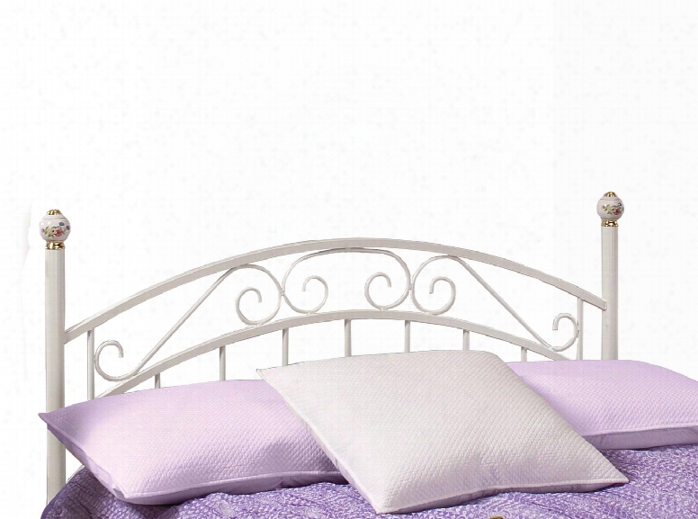 Emily 1864hfr Full Sized Bed With Headboard Frame Scrollwork And Metal Construction In White