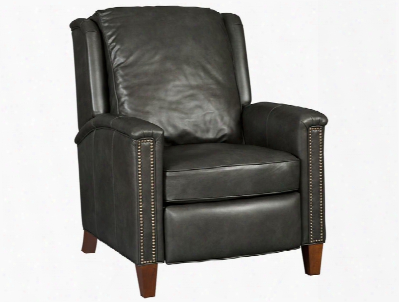 Empyrean Series Rc517-096 41" Traditional-style Living Room Charcoal Recliner Chair With Tapered Legs Nail Head Accents And Leather Upholstery In Charcoal