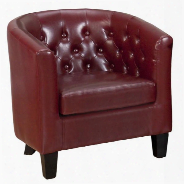 Gianni Collection Gianni-ch-red 30" Club Chair With Bonded Leather Upholstery Button Tufting And Contemporary Style In