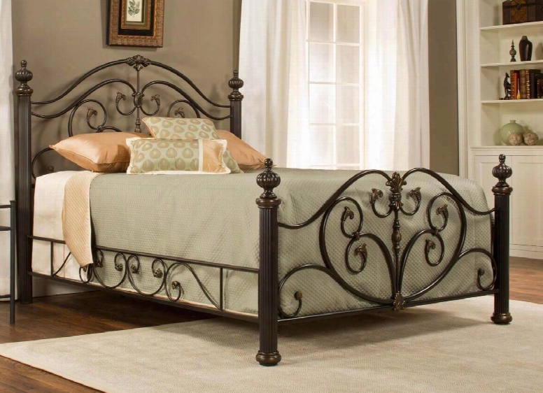 Grand Isel 1012bkr King Sized Bed With Headboard Footboard 4 Posts And Side Rail In Brushed Bronze