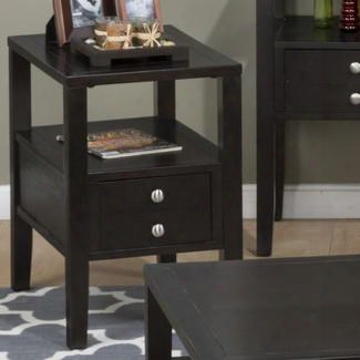 Hamilton Collection 975-7 16" Chairside Table With Clean Lines Warm Finish Drawer And Shelf For Extra Storage In