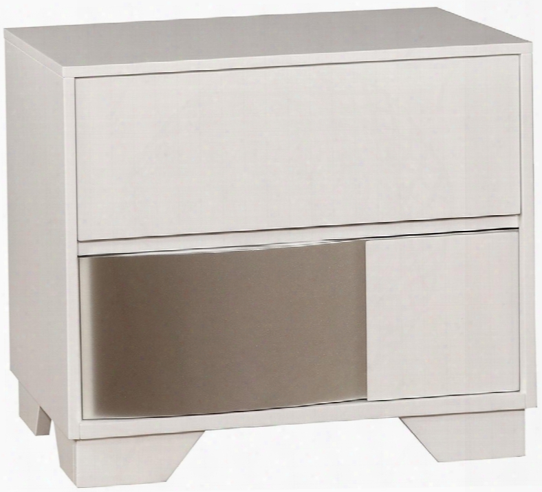 Havering Collection 204742 25" Nightstand With 2 Drawers Italian Design Finger Tip Drawer Pulls Poplar And Selected Woods Construction In Blanco And
