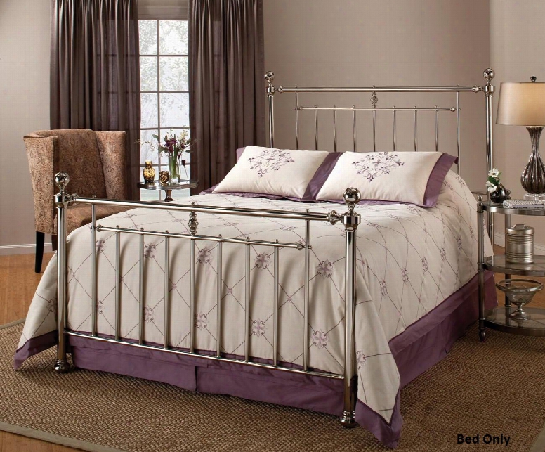 Holland 1251bqr Queen Sized Bed With Headboard Footboard Frame And Tubular Steel Construction In Shiny Nickel