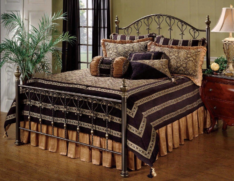 Huntley 1332bkr King Sized Bed With Headboard Footboard 4 Post Kit Frame And Tubular Steel Construction In Dusty Bronze