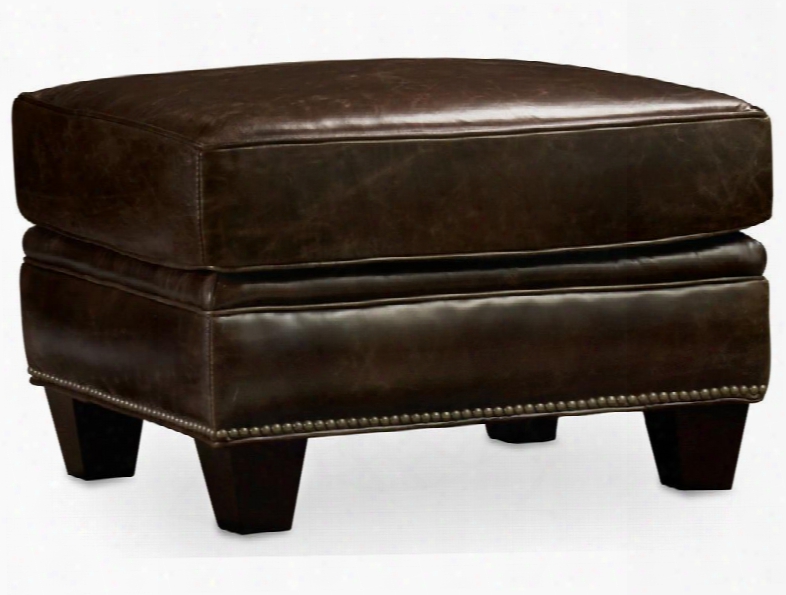 Imperial Series Ss195-ot-089 21" Traditional-style Living Room Regal Ottoman With Tapered Legs Nail Head Accents And Leather Upholstery In Natchez