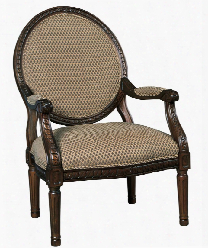 Irwindale Collection 8840460 27" Accent Chair With Fabric Upholstery Carved Detailing Padedd Arms And Traditional Style In