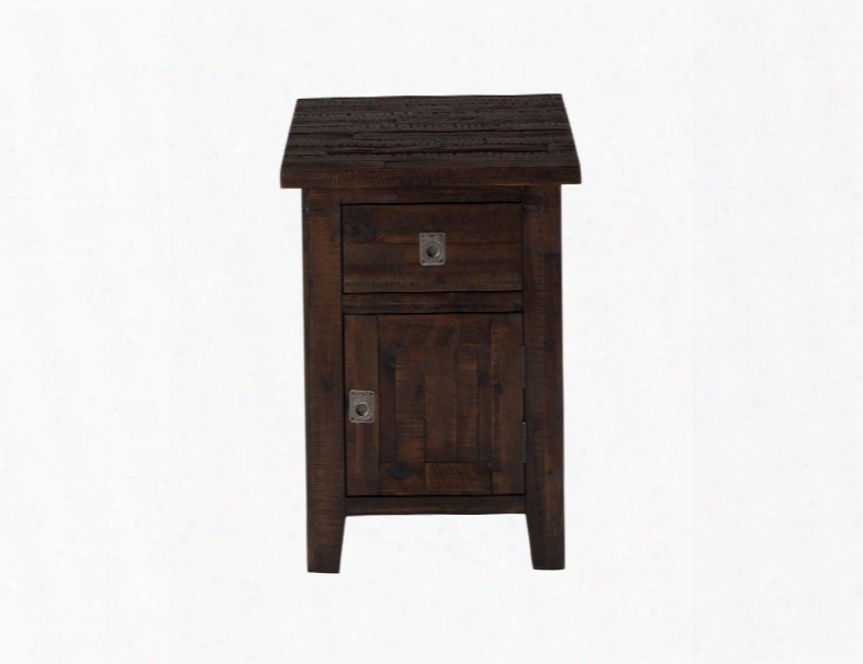 Kona Grove Collection 18" 704-6 Cabinet Chairside Table With Acacia Solids Veneers Hand-hewn Look One Drawer And One Cabinet In