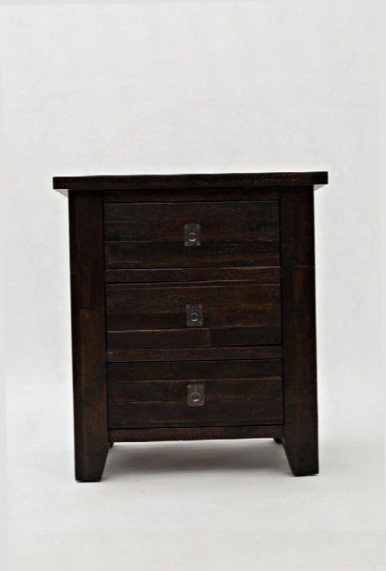 Kona Grove Collection 707-90 28" Nightstand With 3 Drawers Acacia Solids And Veneer Tapered Feet And Casual Style In Deep