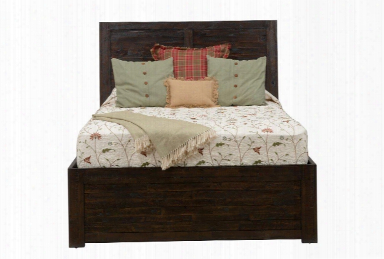 Kona Grove Collection 707-95-96-87 87" King Storage Bed With Acacia Solids And Veneer Distressed Detailing And Casual Style In Deep