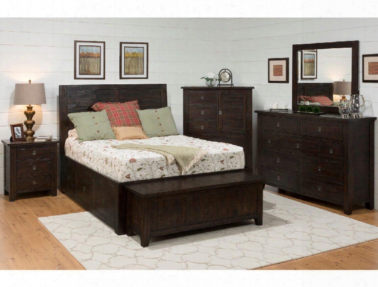 Kona Grove Collection 707-959687ktset 6-piece Bedroom Set With King Storage Bed Blanket Chest Nightstand Dresser Mirror And