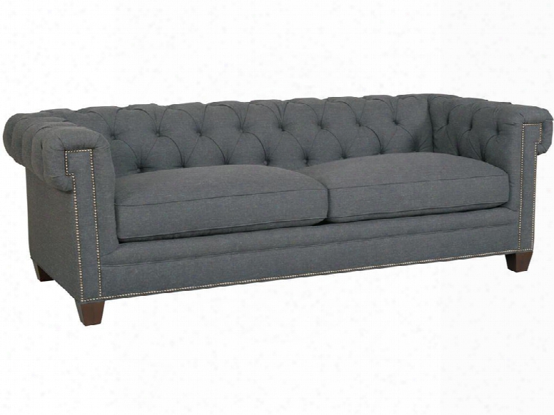 Linosa Series Ss195-03-020 90" Traditional-style Living Room Charcoal Sofa With Tufted Detailing Nail Head Accents And Fabric Upholstery In